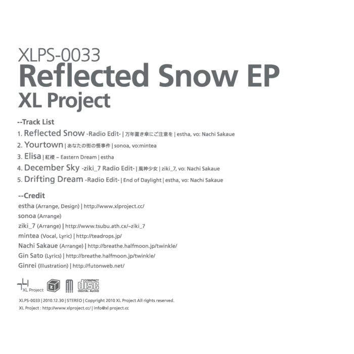 XLPS-0033 – Reflected Snow EP (東方Project Arrange EP)